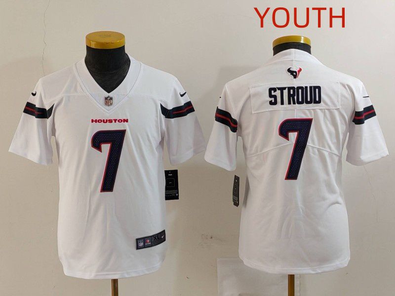 Youth Houston Texans #7 Stroud White Second generations 2025 Nike Limited NFL Jersey style 1->youth nfl jersey->Youth Jersey